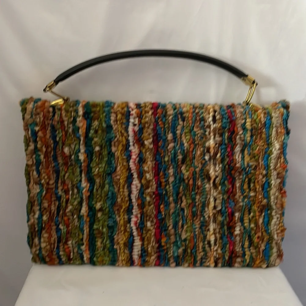 Jerry Terrence vintage carpet bag the original gold hardware brown strap multi - Picture 4 of 15